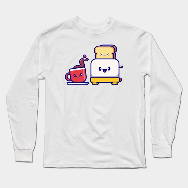 Cute Coffee With Toaster Bread Long Sleeve T-Shirt by Catalyst Labs